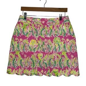 Lilly Pulitzer Millionaires Row Scallop Hem Skirt Skort Size 4 Pink Jungle
